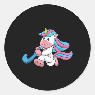 Sticker Rond Gardien de but de hockey sur gazon Licorne Joueur