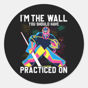 Sticker Rond Gardien de but de hockey sur glace drôle Joueur de