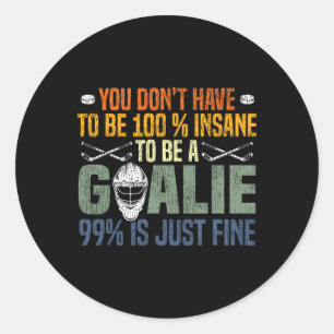 Sticker Rond Gardien de but de hockey sur glace Vintage Gardien