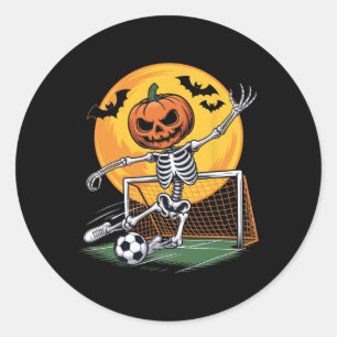 Sticker Rond Gardien de but de soccer squelette de citrouille H