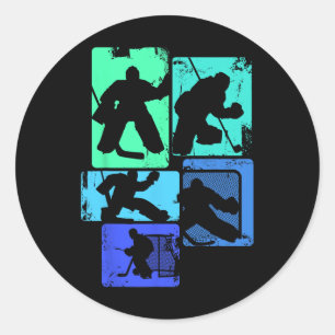 Sticker Rond Gardien de hockey sur glace Joueur de hockey Enfan