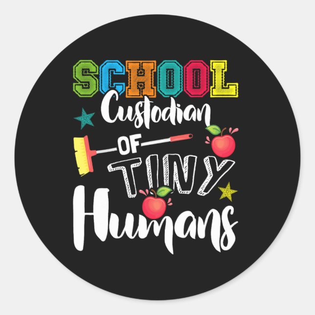 Sticker Rond Gardien De Minuscules Humains - Retour À L'École - (Devant)
