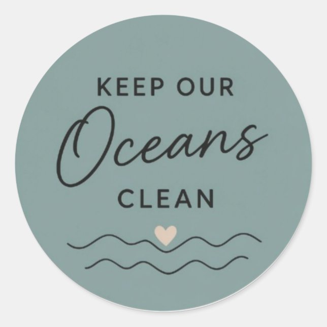 Sticker Rond Gardons les océans propres (Devant)