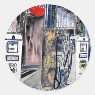 Sticker Rond gare 66 art vintage