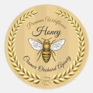 Sticker Rond Garland et Golden Stripes Honey Jar