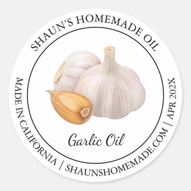 Sticker Rond Garlic Oil Modern label (Devant)