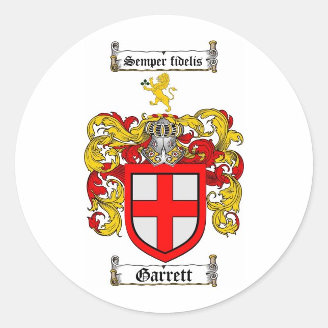 STICKER ROND GARRETT FAMILLE CREST - GARRETT COAT D'ARMES (Devant)