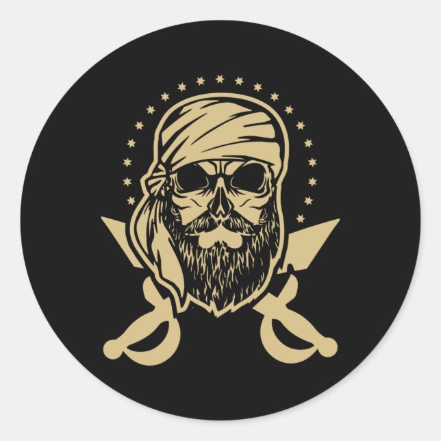 Sticker Rond Gasparilla Caribbean Pirate Crâne (Devant)