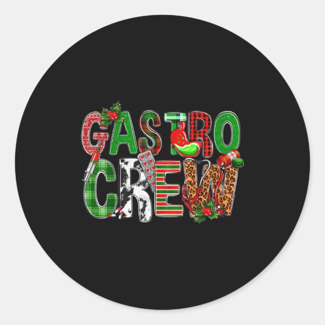 Sticker Rond Gastro Crew Christmas Nurses Xmas Pajamas Pjs Wome (Devant)