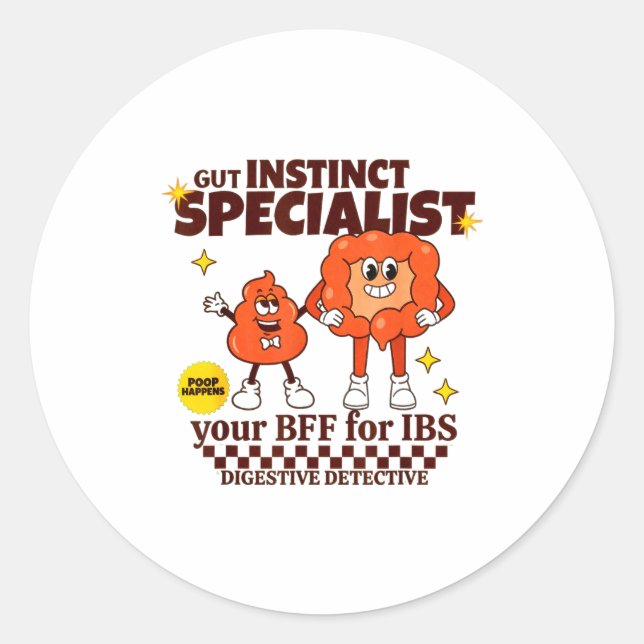 Sticker Rond Gastroenterologist Retro Intestine Gift Ibs Gi Nur (Devant)