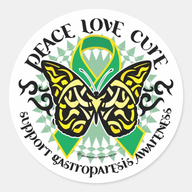Sticker Rond Gastroparesis Butterfly Tribal 2 (Devant)