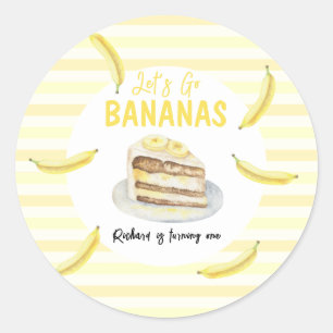 Sticker Rond Gâteau à la banane à l'aquarelle pour fête d'anniv