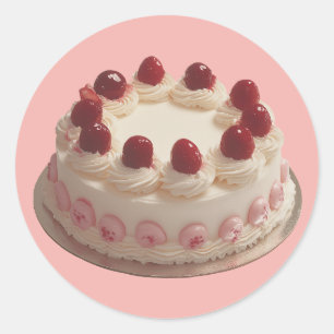 Sticker Rond Gâteau à la crème de fraise
