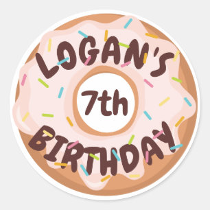 Sticker Rond Gâteau Anniversaire avec Donut Colorés