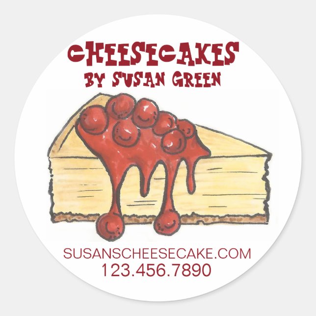 Sticker Rond Gâteau Au Cheesecake Personnalisé Fabriqué Avec De (Devant)