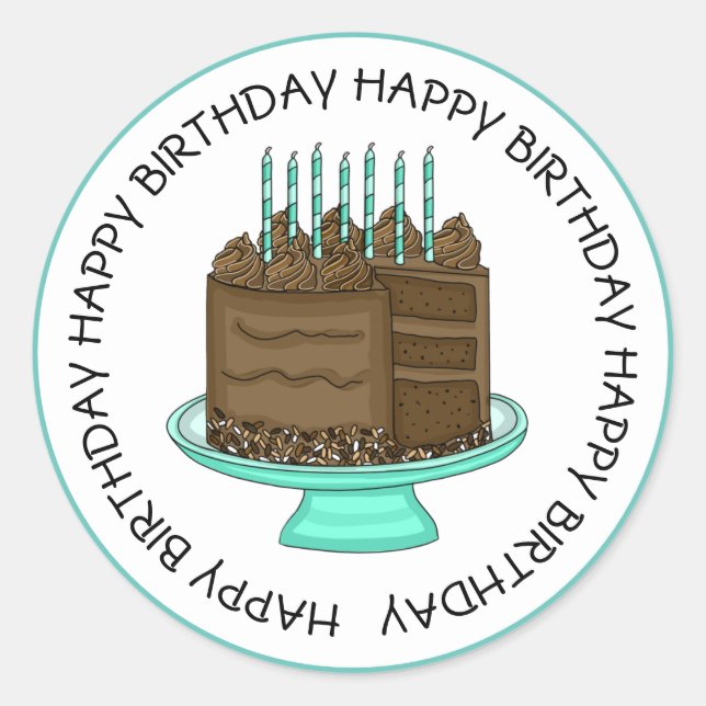 Sticker Rond Gâteau au Chocolat d'Anniversaire   (Devant)