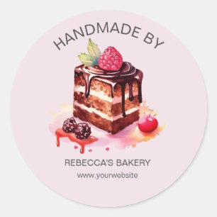 Sticker Rond Gâteau au chocolat fait main avec chevalet d'amour