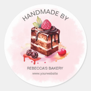 Sticker Rond Gâteau au chocolat fait main avec chevalet d'amour