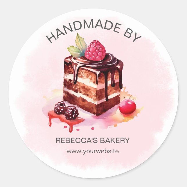 Sticker Rond Gâteau au chocolat fait main avec chevalet d'amour (Devant)