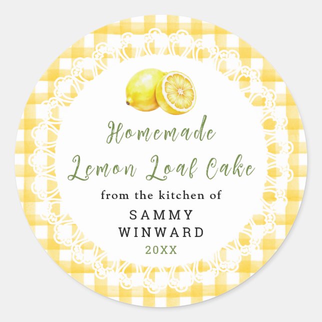 Sticker Rond Gâteau au Citron Maison Etiquette (Devant)