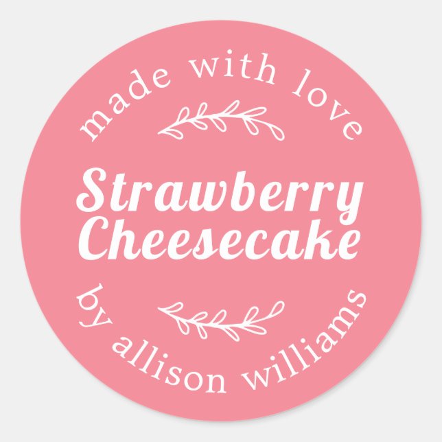 Sticker Rond Gâteau au fromage aux fraises fait maison rustique (Devant)