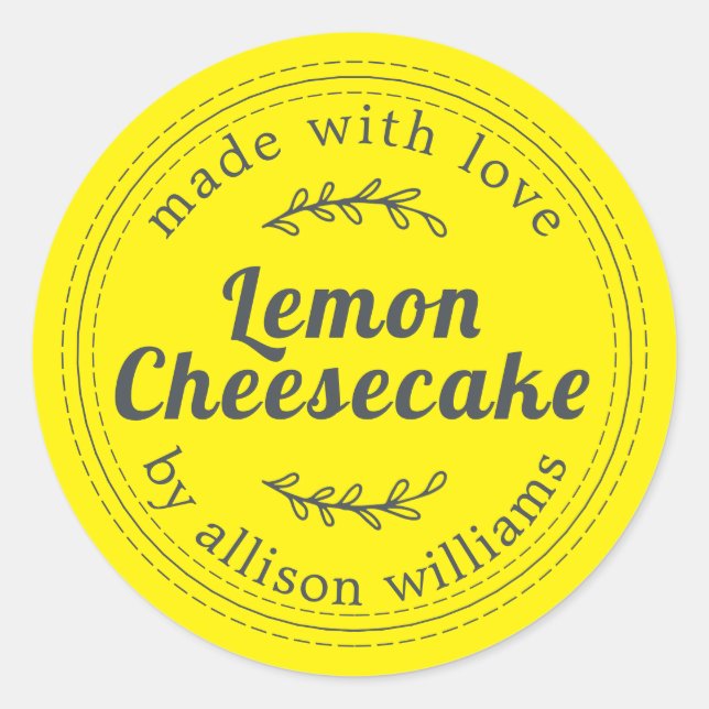 Sticker Rond Gâteau au fromage citron maison rustique jaune cla (Devant)
