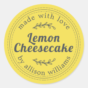 Sticker Rond Gâteau au fromage citron rustique fait maison jaun