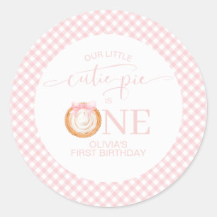 Sticker Rond Gâteau au potiron Cutie Pie carreaux roses Invitat