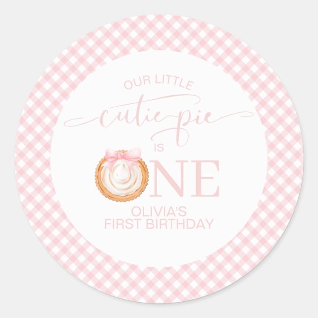 Sticker Rond Gâteau au potiron Cutie Pie carreaux roses Invitat (Devant)
