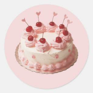 Sticker Rond Gâteau aux cerises de Noël vintage