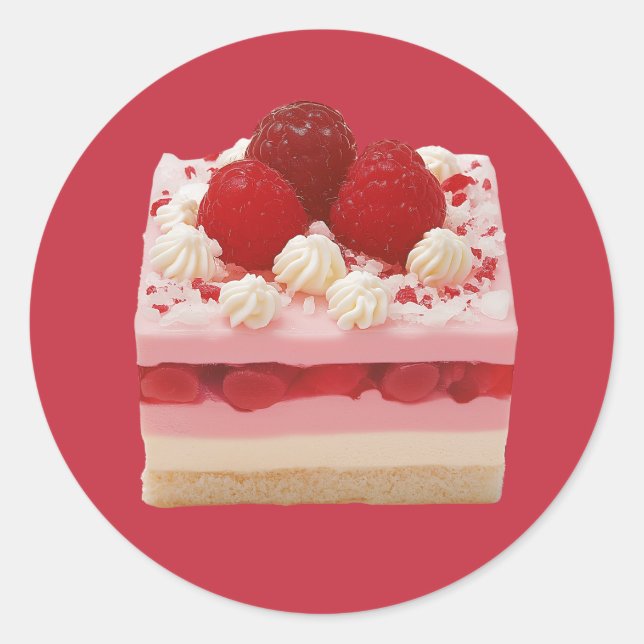 Sticker Rond Gâteau aux framboises (Devant)