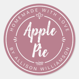 Sticker Rond Gâteau aux pommes maison Rose Poussiéreux