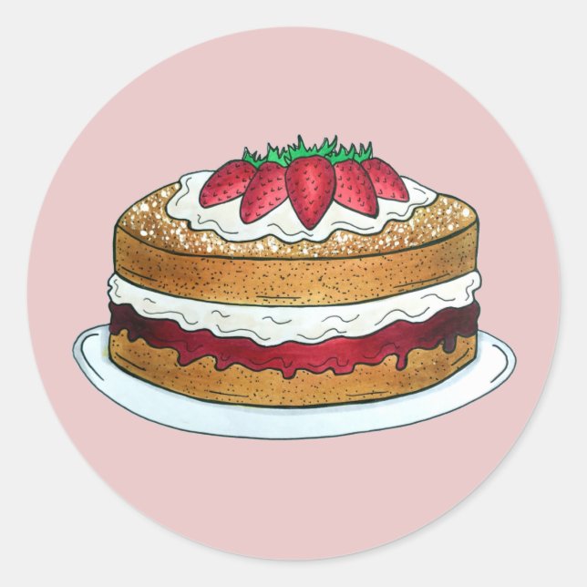 Sticker Rond Gâteau aux sandwichs Victoria Gâteau aux éponges R (Devant)