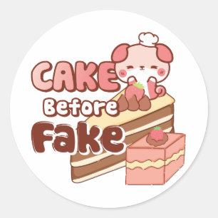 Sticker Rond Gâteau avant Fake Puffi