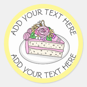Sticker Rond Gâteau baby shower garni de Roses et de fleurs