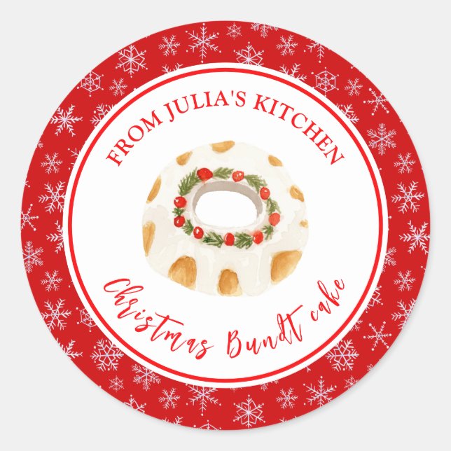 Sticker Rond Gâteau Bundt de Fêtes de Fin d'Année (Devant)
