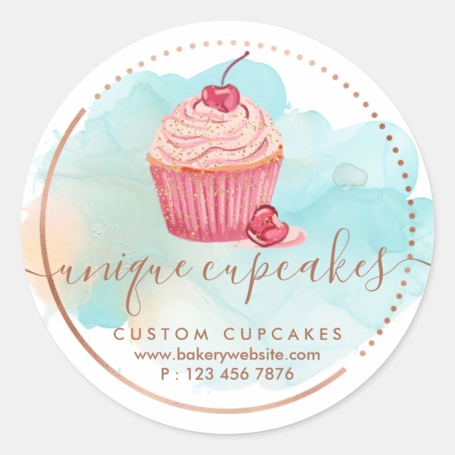 Sticker Rond Gâteau Cupcake aux Fruits Rouges Ombré Boulangerie (Devant)