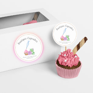 Sticker Rond Gâteau Cupcake Frosting Aquarelle Merci pour le So