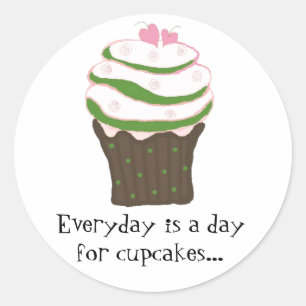 Sticker Rond Gâteau cupcake glacé avec une phrase mignonne