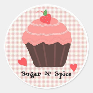 Sticker Rond Gâteau Cupcake glaçé Sugar N' Spice
