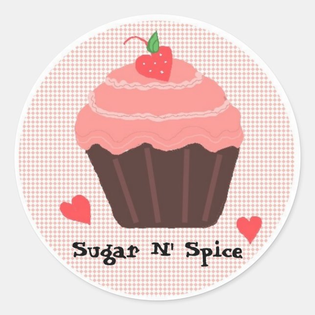 Sticker Rond Gâteau Cupcake glaçé Sugar N' Spice (Devant)