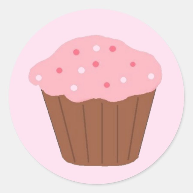Sticker Rond Gâteau cupcake saupoudré de rose (Devant)