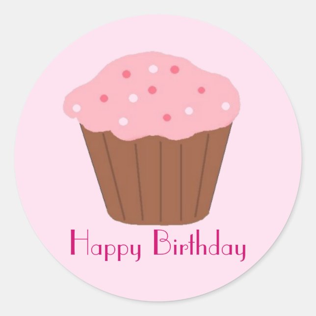 Sticker Rond Gâteau cupcake saupoudré de rose (Devant)