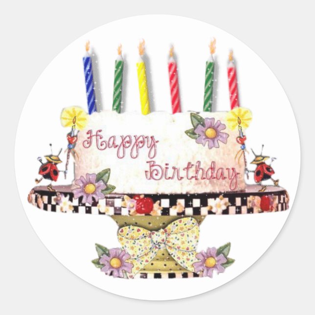 Sticker Rond Gâteau d'anniversaire (Devant)
