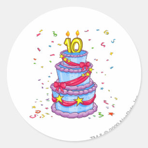 Sticker Rond Gâteau d'anniversaire