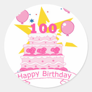 Sticker Rond Gâteau d'anniversaire 100 ans