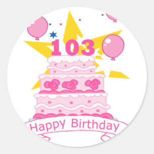 Sticker Rond Gâteau d'anniversaire 103 ans