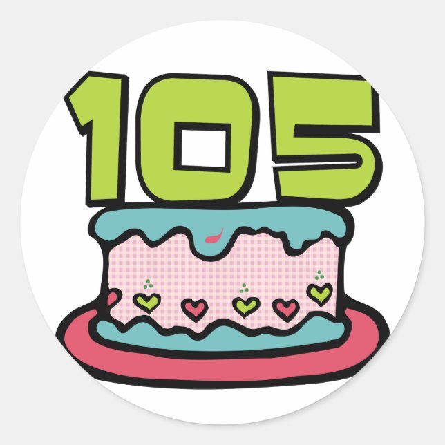 Sticker Rond Gâteau d'anniversaire 105 ans (Devant)