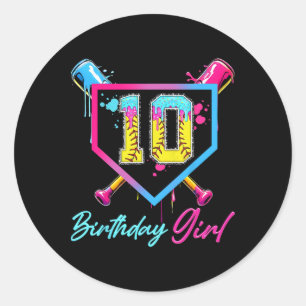 Sticker Rond Gâteau d'anniversaire 10 ans glace molle Drip 10 a