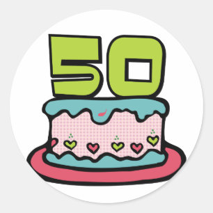 Sticker Rond Gâteau d'anniversaire 50 ans